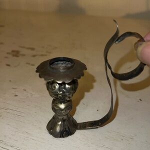 Antique 070 ornate Silver finger candle holder chamberstick